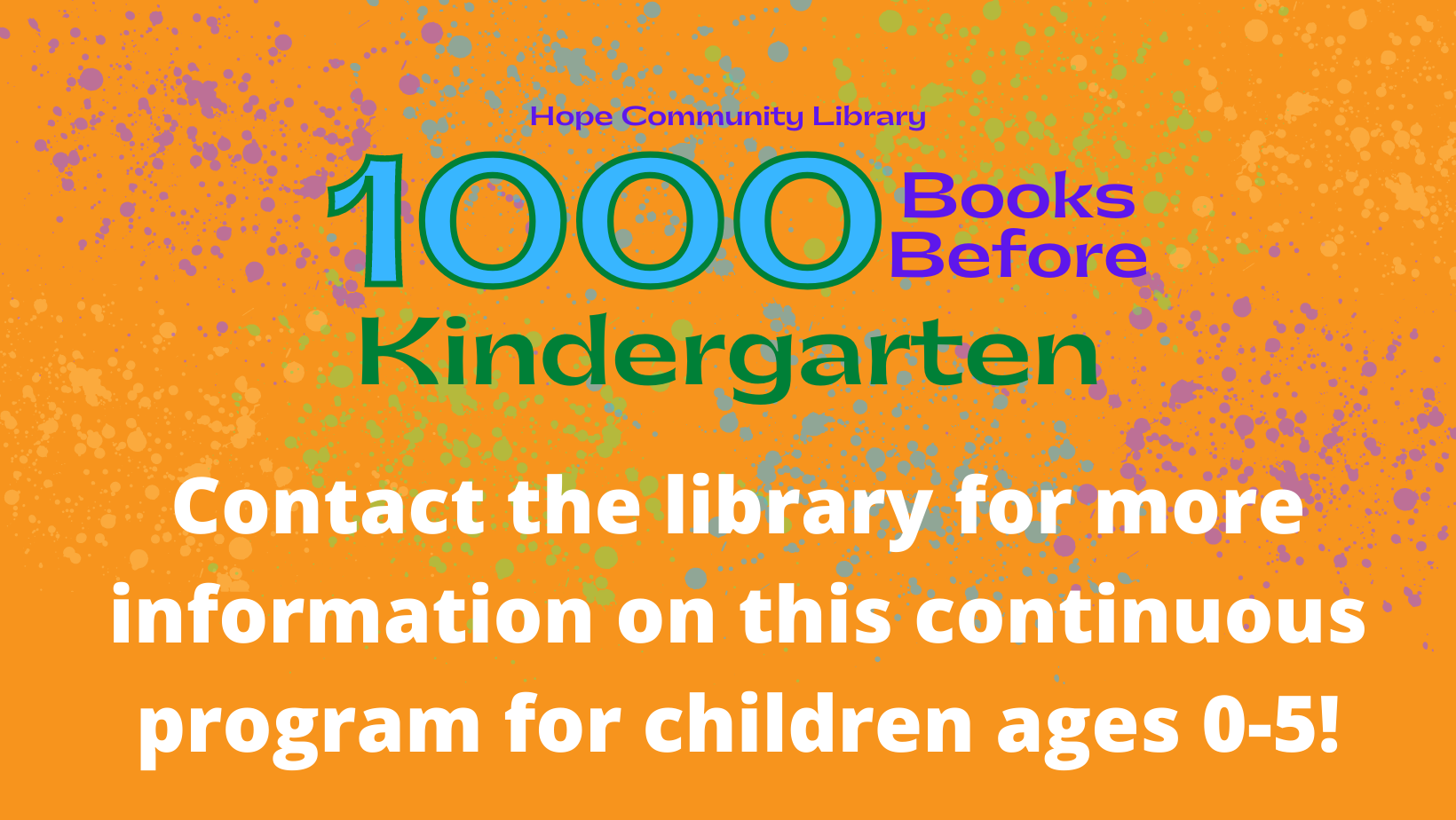1000 Books Before Kindergarten Program to get kids to read