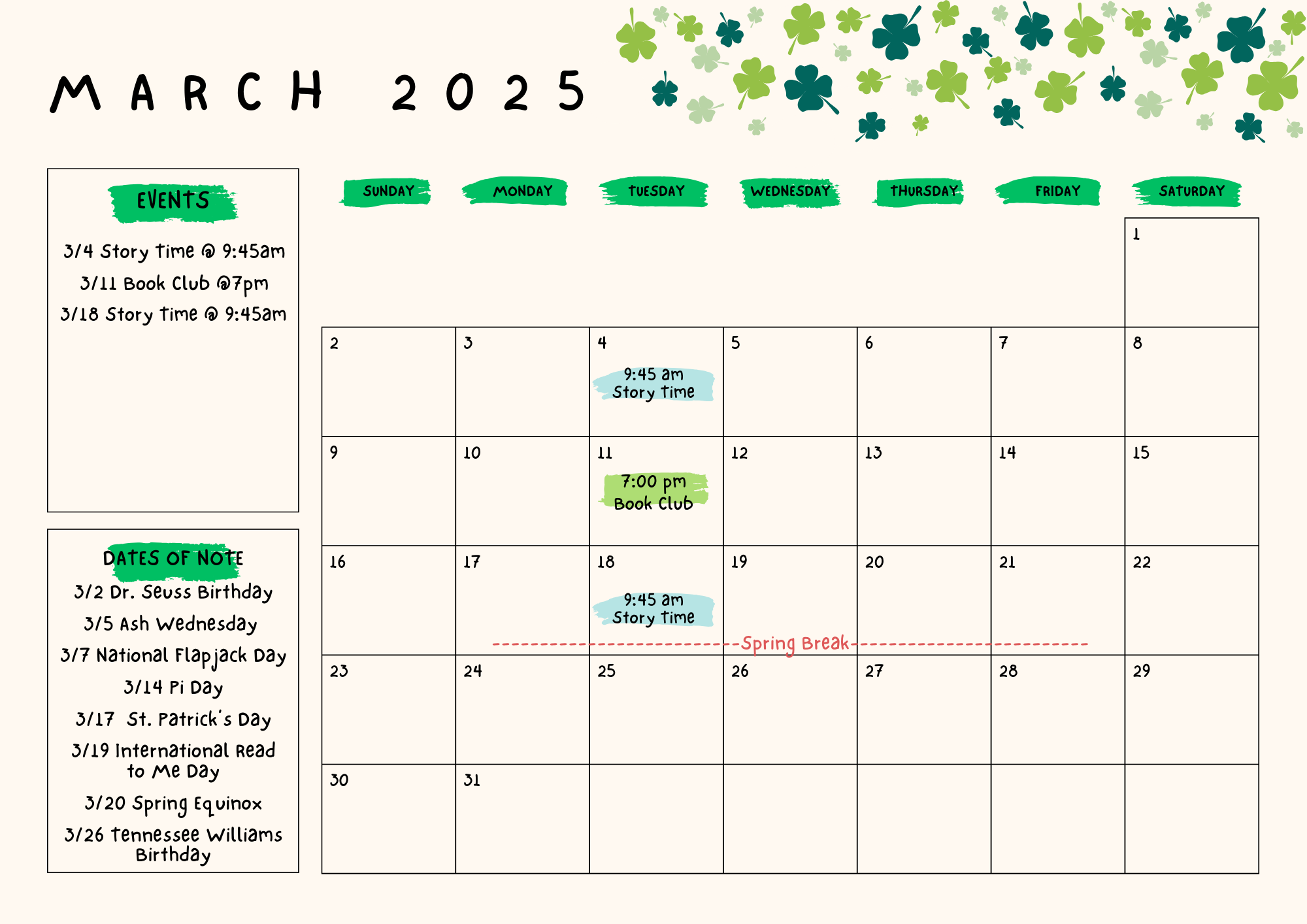 March 2025 Calendar