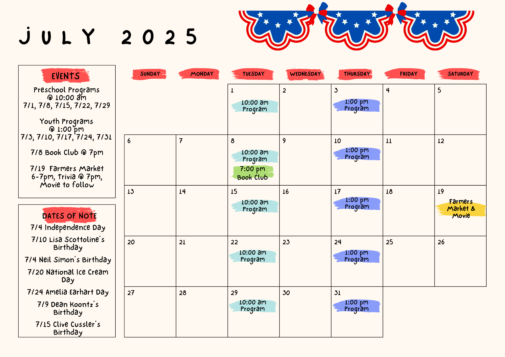 July 2025 Calendar